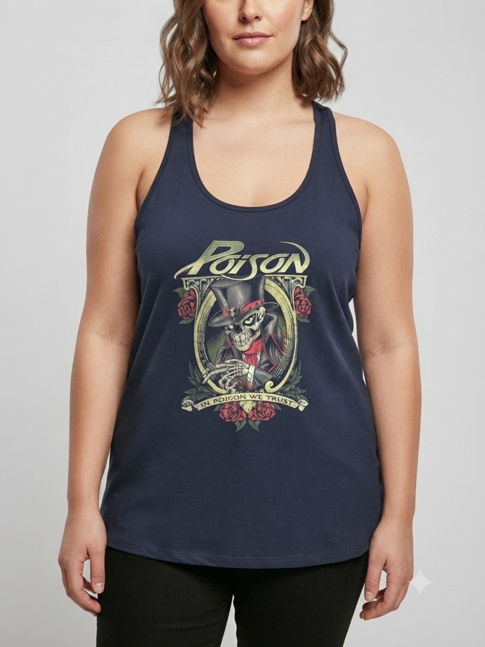 POISON Racerback Tank Top  XL 18.5” p2p Navy